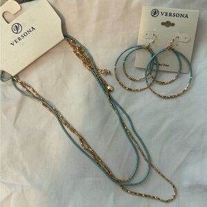 Versona Gold and Teal Necklace Set